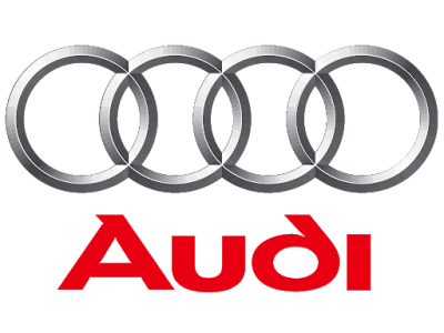 The audi logo on a black background.