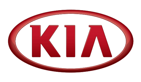 The kia logo on a black background.