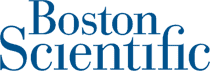 Boston scientific logo on a blue background.