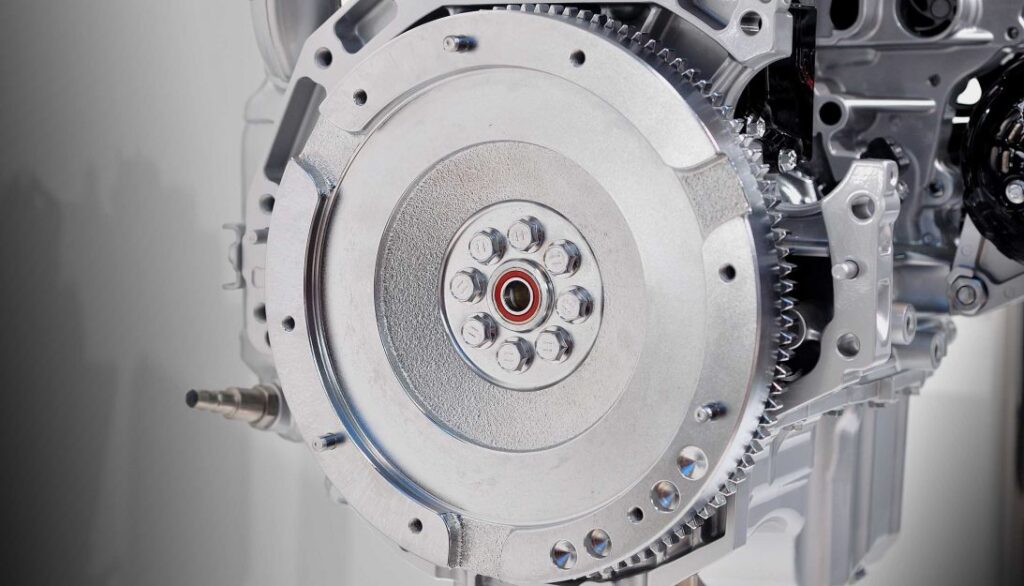 A car engine is shown on a white background.