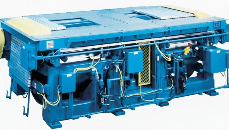 A blue machine with many different parts on it.