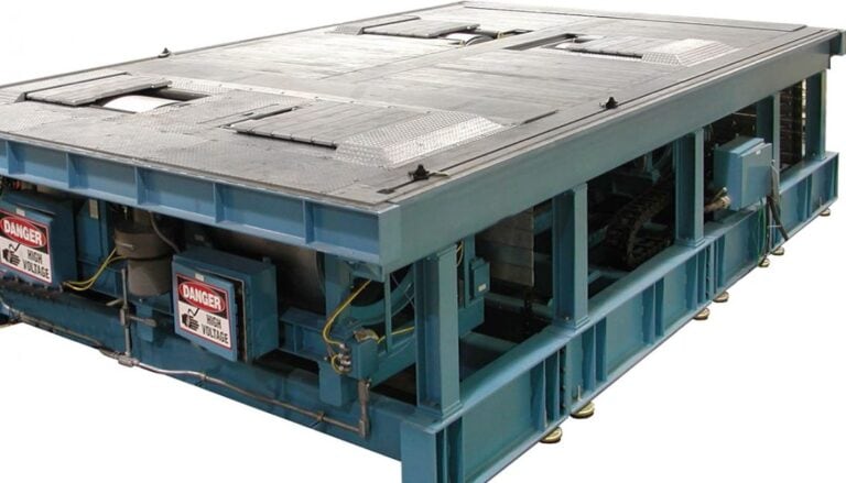 A blue box with a lid on top of it.